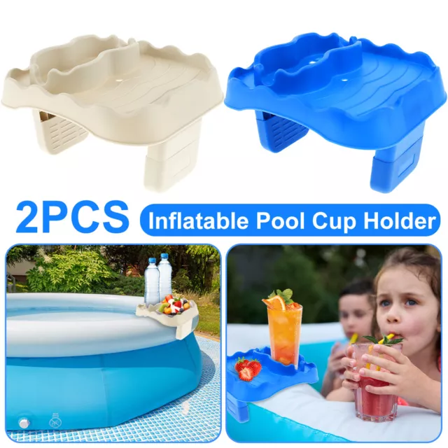 2Pcs Hot Tub Table Tray Adjustable Hot Tub Side Table with 2 Cup Holders ◸