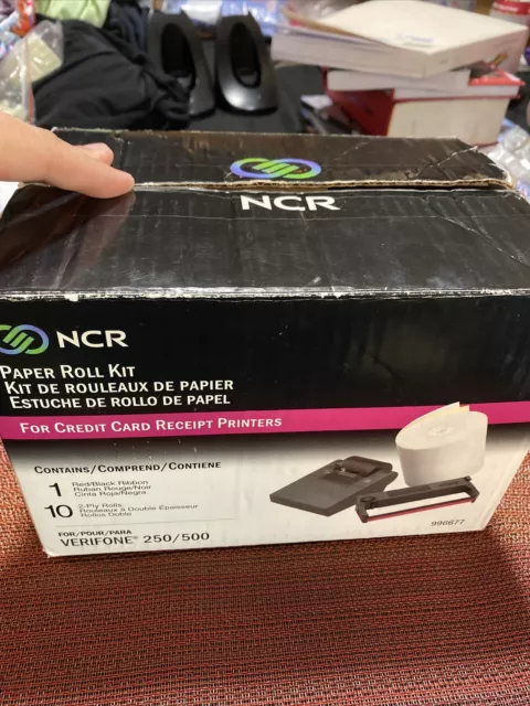 NCR VeriFone Printer 250/500 Credit Receipt Paper Rolls/Ribbon Kit (1) box
