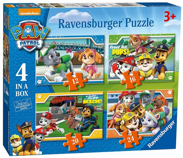 RAVENSBURGER 06936 PAW Patrol 4er Puzzle Set 12 16 20 24 Teile ab 3 ...