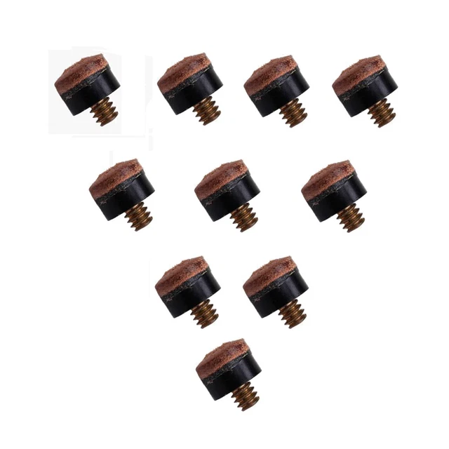 10pcs Pool Cue Tip Screw On 10mm Billiards Cue Head Parts Pole Repair Accessories 2