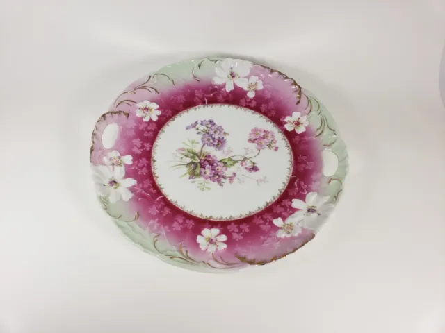 Vintage Two-Handled Fuchsia Cabinet Hand-Painted Weimar China Plate