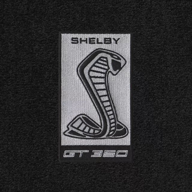 2015-2022 Ford Mustang Black Front Floor Mats Silver Shelby Cobra GT350 Logo 2