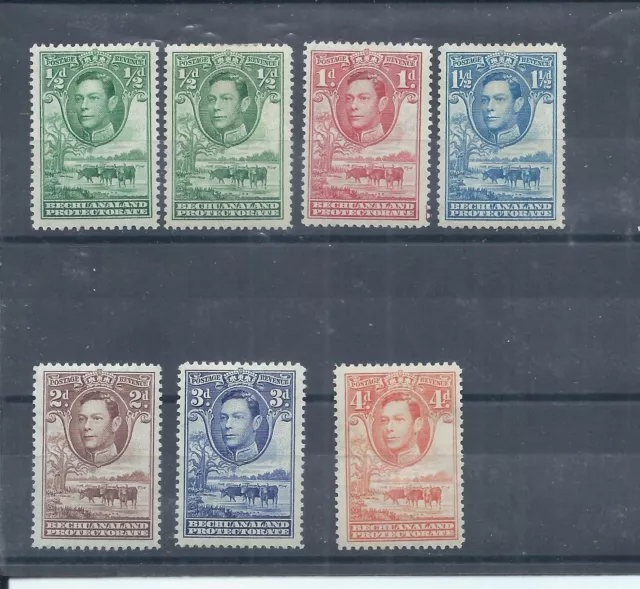 Bechuanaland stamps.  1938 George VI MH lot. A couple of colours on 1/2d (AF792)