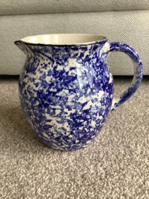 Vintage pottery blue sponge ware jug