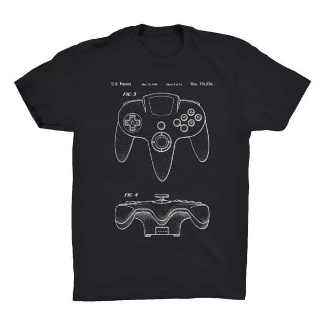 Nintendo 64 Patent T-Shirt.100% Cotton Tee Comfy on Black White or Gray. NEW