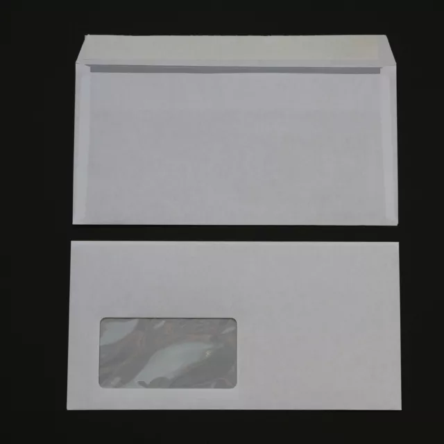 1000 Pièces Enveloppes din Long avec Fenêtre 110x220 MM Blanc Hk Enveloppes
