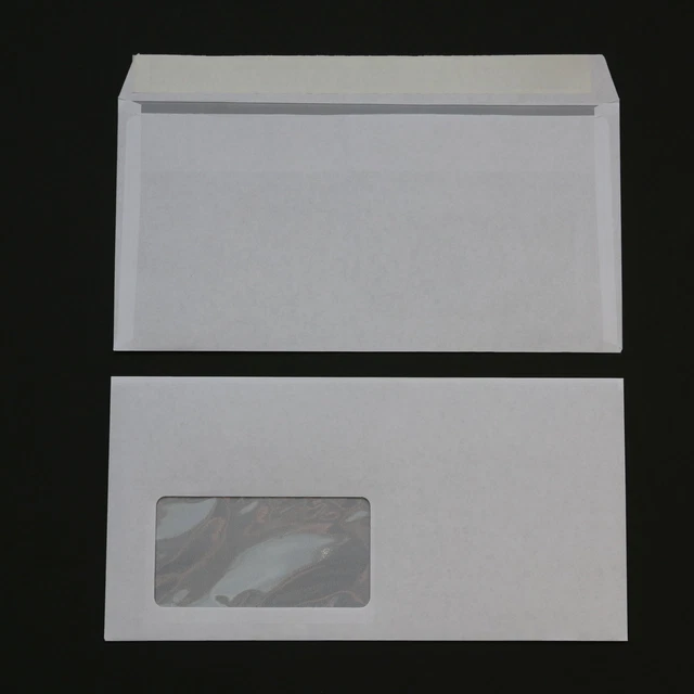 1000 St Buste din Lungo Con Finestra 110x220 MM Bianco Hk Buste Spedizione
