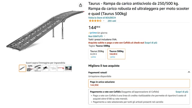 rampa da carico per moto e quad scooter 