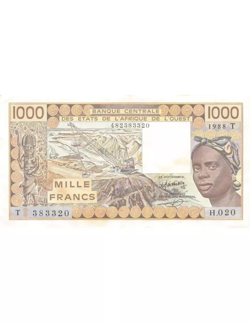 Banque Des Etats De L'afrique De L'ouest, Togo - 1000 Francs 1988 - Ttb+