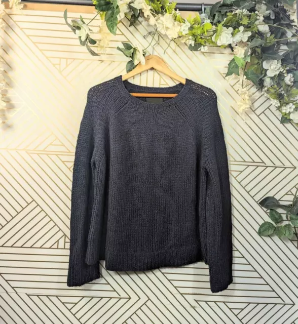 Nili Lotan Women's Navy Blue Cashmere Alpaca Silk Knit Sweater Size Small