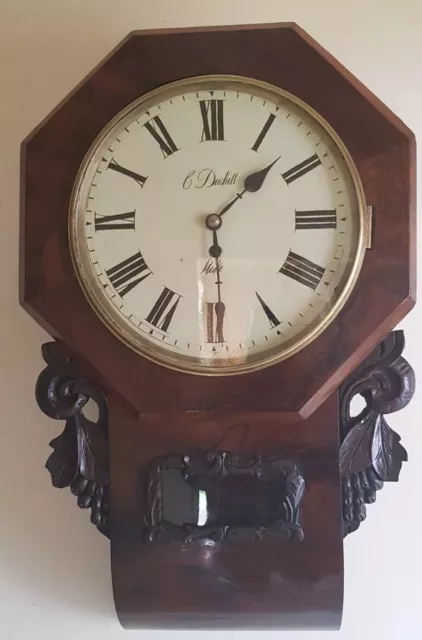 Charles Duckett Stoke On Trent Fusee Wall Clock Rosewood Antique Working