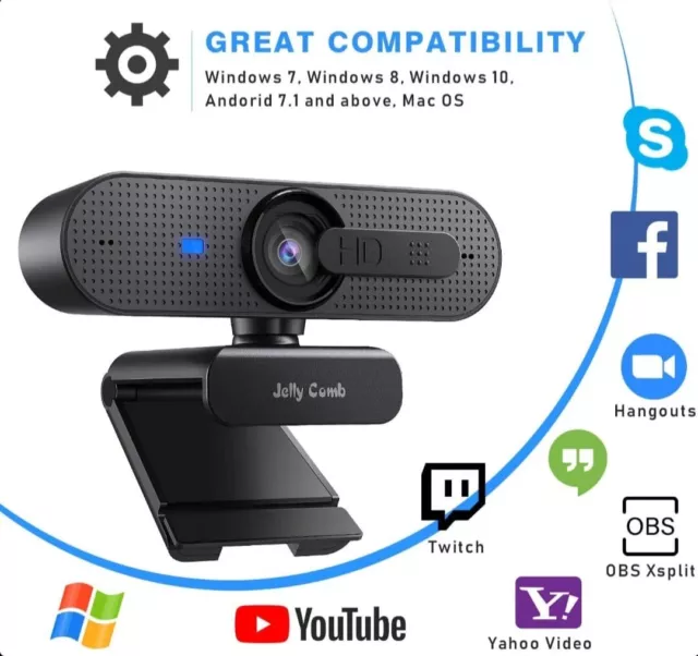 1080P HD-Webcam PC-Streaming-Kamera Autofokus Stereomikrofon jelly comb