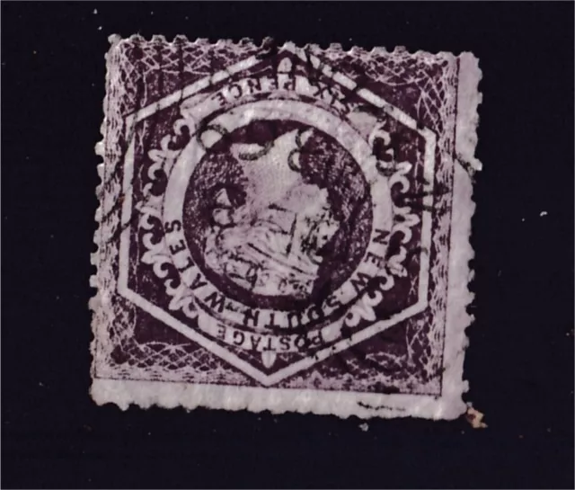 NEW SOUTH WALES 6d VIOLET DAIDEM WITH WATERMARK "'6"" INVERTED USED(D90)