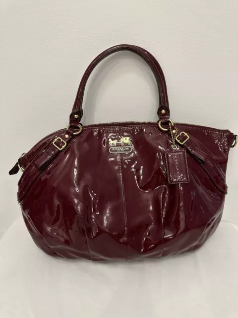 Coach Sophia Crimson Red Patent Leather Satchel Tote Handbag 15915