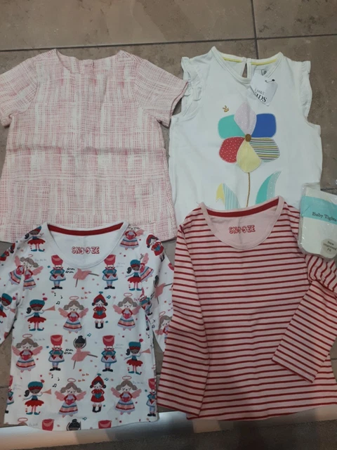Top con pacchetto M&S/Monsoon ragazza/pigiama, abito, collant taglia 12-24 mesi NUOVO
