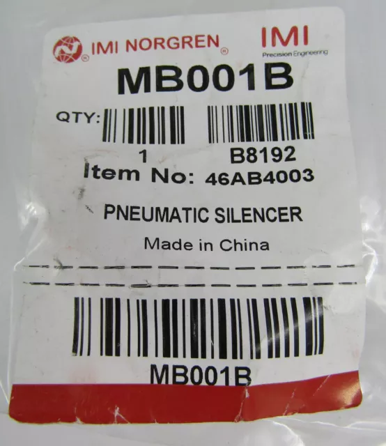 IMI NORGREN QUIETAIRE - Silenziatore pneumatico resistente R1/8 - MB001B - Nuovo sigillato