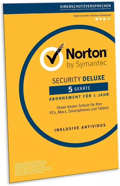 Norton Security DELUXE 2024 für 5 Geräte 1 Jahr SOFORT EMAIL KEIN ABO