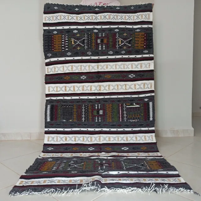 Vintage Moroccan Rug Handmade Carpet Kilim Azilal Rug Berber Rug Wool Tribal
