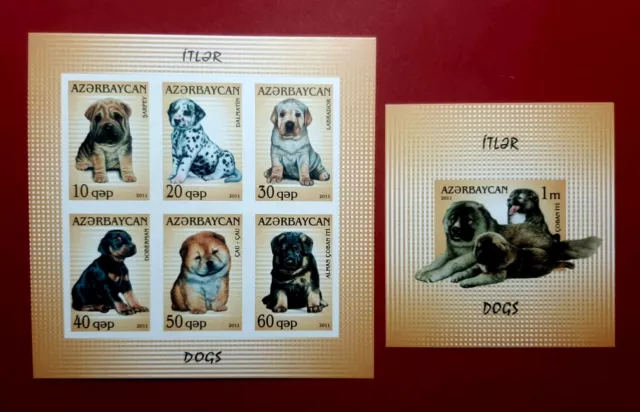 Azerbaijan 2011 * Dogs * Fauna * Set of Souvenir Sheet + Block * IMPERF * MNH