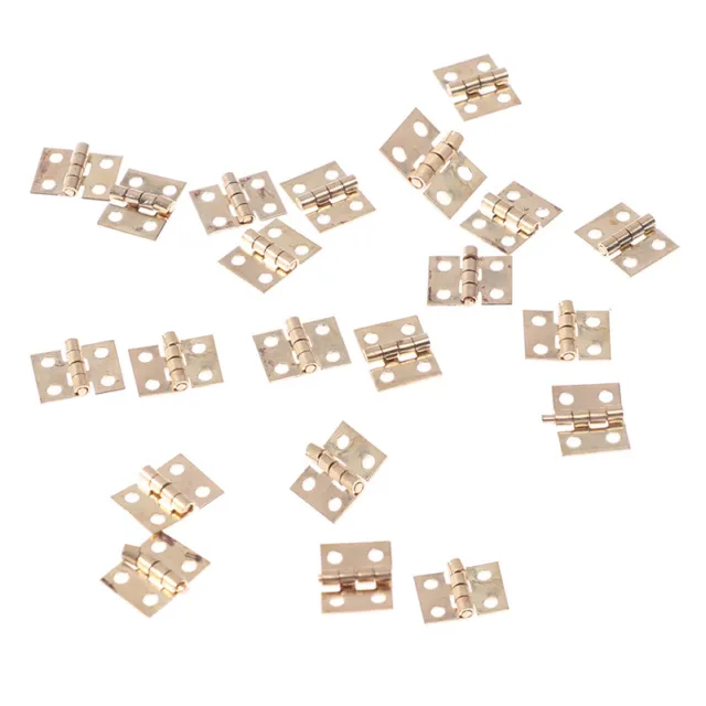 20pcs Cabinet Door Hinges Brass Plated Mini Hinge Small Decorative Jewelry