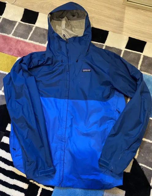 Patagonia Rain Jacket H2No Men’s Size XL Full Zip Hooded Blue Shell Torrentshell