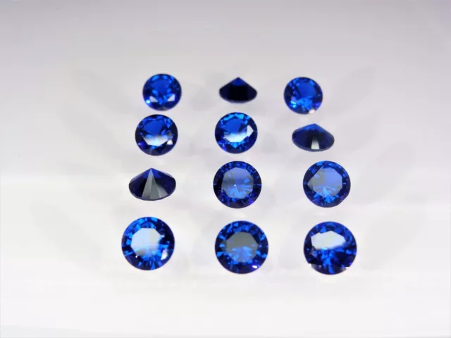 Blue Spinel Round Brilliant Cut SIZE CHOICE Loose Stones CZ Gemstones