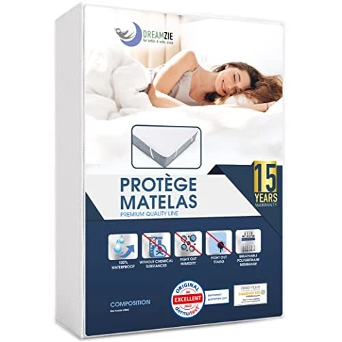Protege Matelas 160x200 cm Imperméable Oeko TEX par Dreamzie - Alese 160x200 ...