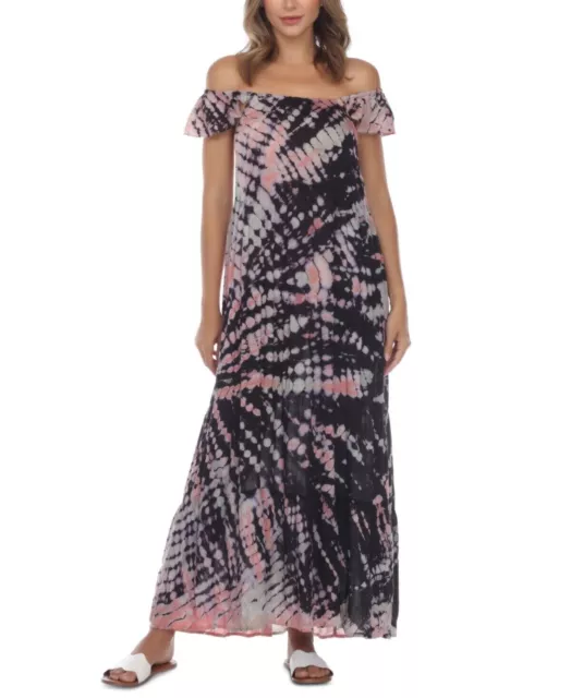 New Raviya Tie-Dye Maxi Cover-Up Dress Womens Multicolor Size Small Off Shoulde