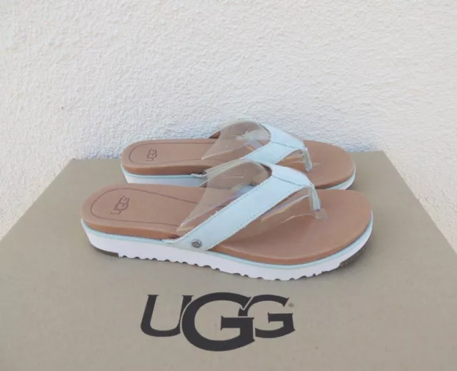 Ugg Lorrie Aqua Suede/ Leather Flip Flop Imprint Sandals, Us 6.5/ Eur 37.5 ~Nib Ugg Lorrie Aqua Suede/ Leather Flip Flop Imprint Sandals, Us 6.5/ Eur 37.5 ~Nib