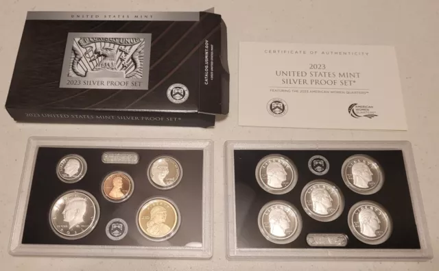 2023 S SILVER PROOF Set 23RH US Mint 10 Coins w/ BOX and COA