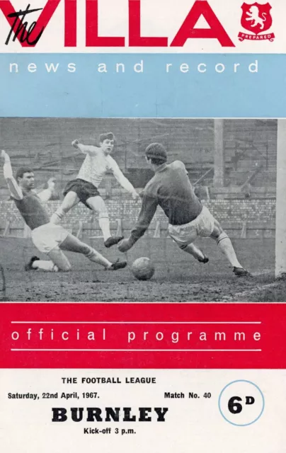 Aston Villa v Burnley 1967 Football Programme News & Record #40 vintage