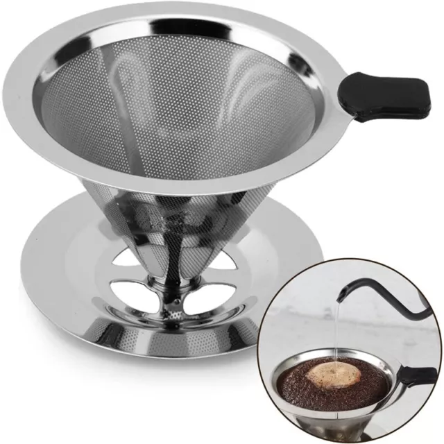 Mesh Stainless Steel Coffee Filter Paperless Pour Over Cone Dripper Reusable