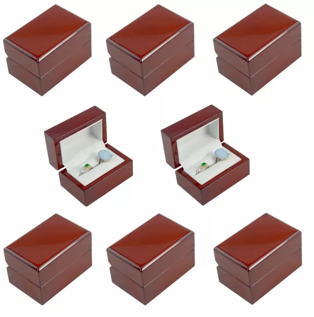 Premium Glossy Rosewood Veneer Double Ring Wedding Jewellery Display Storage Box