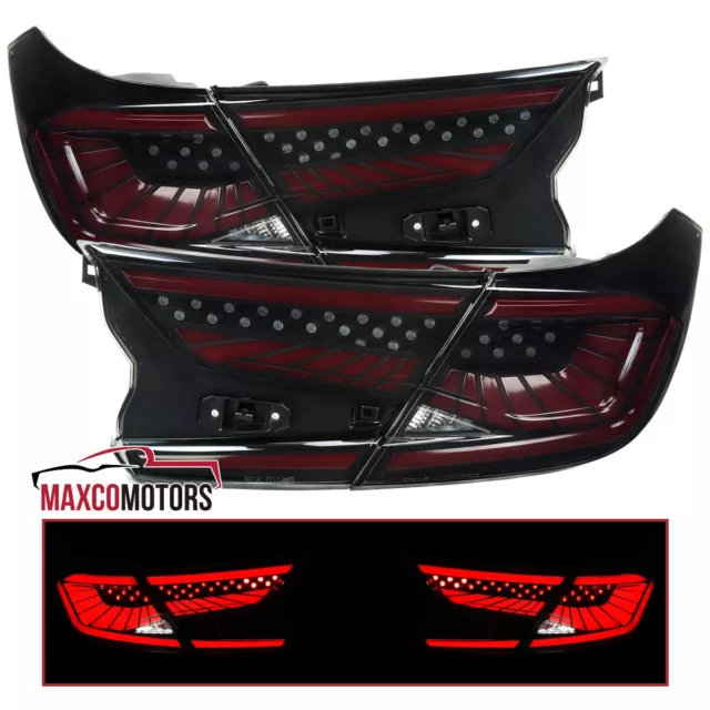 Smoke Tail Light Fits 2018-2022 Honda Accord Sedan LED Sequential Signal Red Bar