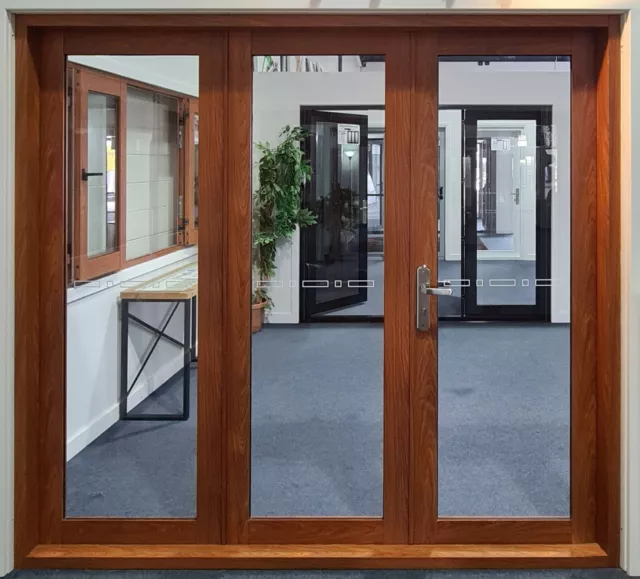 ALUMINIUM BIFOLD DOORS 3 PANEL, 2410 x 2100h, TIMBER EFFECT, 1L/2R, IN STOCK