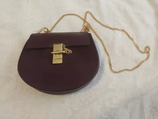 Chloé Drew small model shoulder bag in plum leather and plum suede