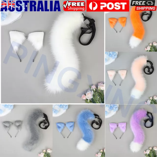 Simulation Cat Ears Tail Set Cosplay Props Plush Fox Ear Hair Hoop Accessories