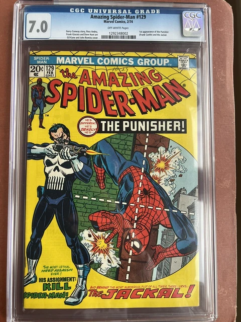 Amazing Spider-Man 129 CGC 7.0 OW Pages 1974 Punisher Key SWEET