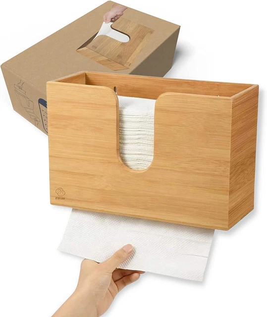 Ebun Bamboo Paper Towel Dispenser - Multifold, C Fold & Trifold Paper Towel Hold