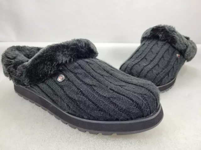 Bobs From Skechers Women's 9 Keepsakes Ice Angel Black Clog Slippers SN 31204