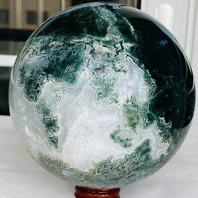 Natural water grass agate balls quartz crystal sphere healing+stent 7.05LB