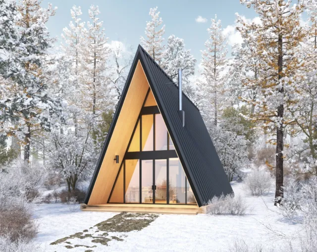 20' x 28' Modern A-Frame Cabin Architectural Plans Blueprint PDF Download