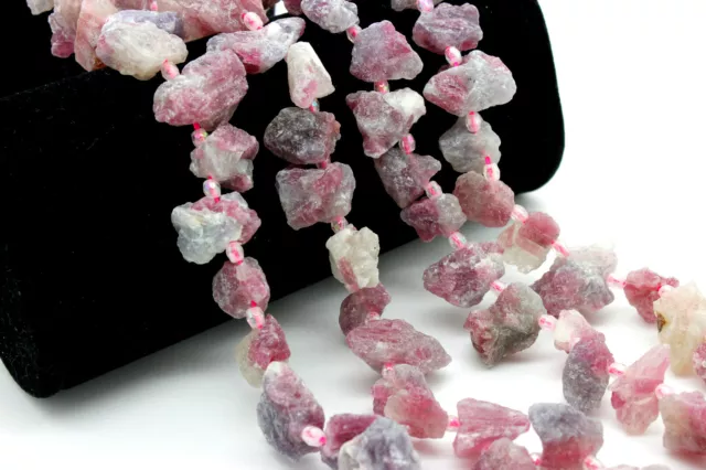 Pink Tourmaline, Raw Pink Tourmaline Chips Rough Nugget Natural Gemstone Beads