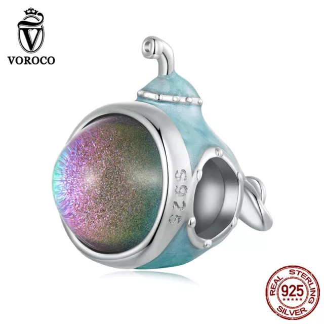 Women Fashion 925 Sterling Silver Submarine Glass Bead Charm Fit Bracelet VOROCO