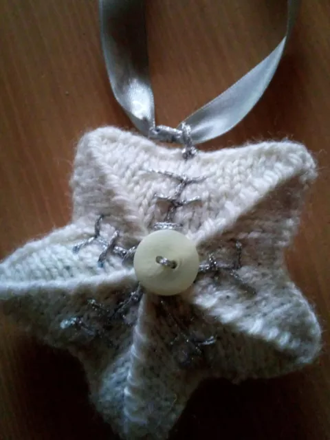 Häkel Gardine Scheibengardine gestrickt Handarbeit 1 Schneeflocke Creme NEU