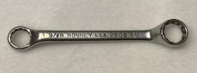 Vintage Bonney Bonaloy 9/16” by 5/8” Double Box End Offset Wrench 12 Pt