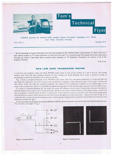 Tom's Technical Flyer RCA Low Cost Transistor Tester
