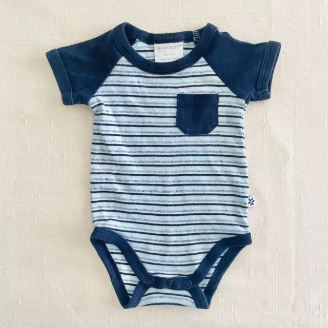 Marquise Baby Boy Short Sleeve Bodysuit Size 000 Blue Stripe