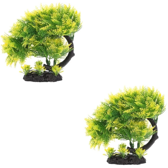 2 PCS Fish Tank Landscaping Ornaments Aquarium Pets Plastic Plant Bonsai Tree