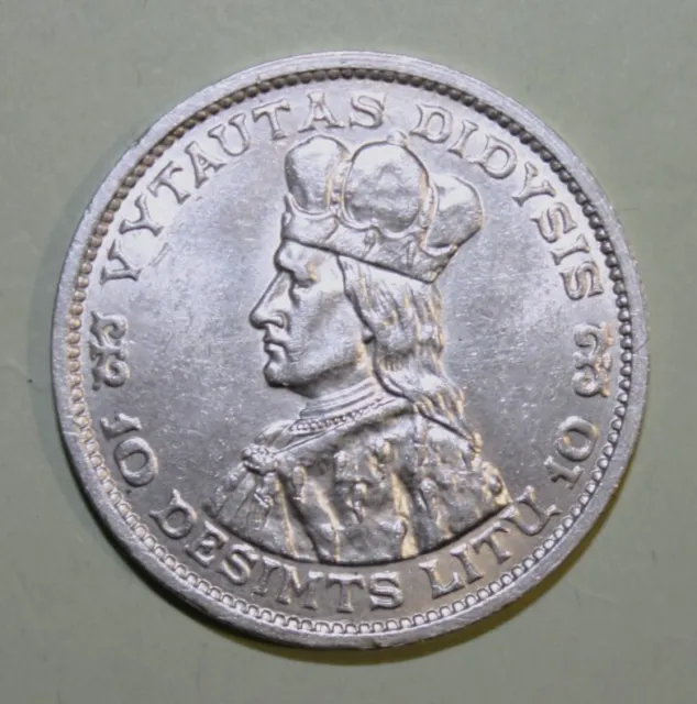 S3 -Lithuania 10 Litu 1936 Choice Uncirculated Silver Coin - Vytautas the Great